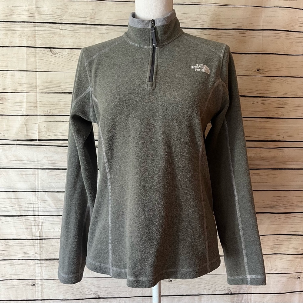 The North Face Women's 1/4 Zip Fleece Mock Neck Gray Pullover Sweatshirt